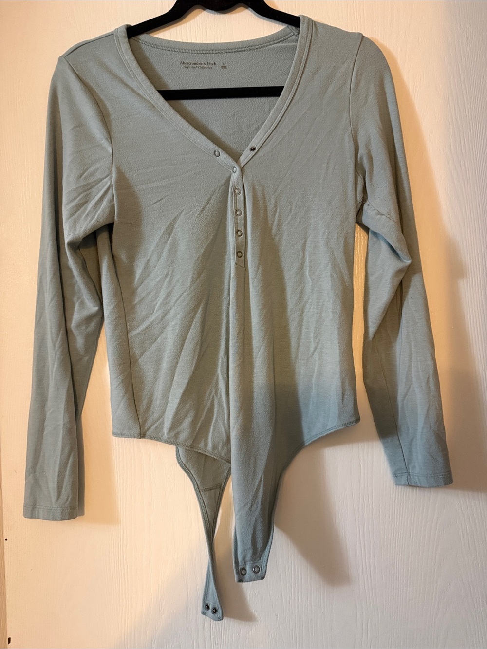 Abercrombie & Fitch Light Sage Long-Sleeve Henley Bodysuit